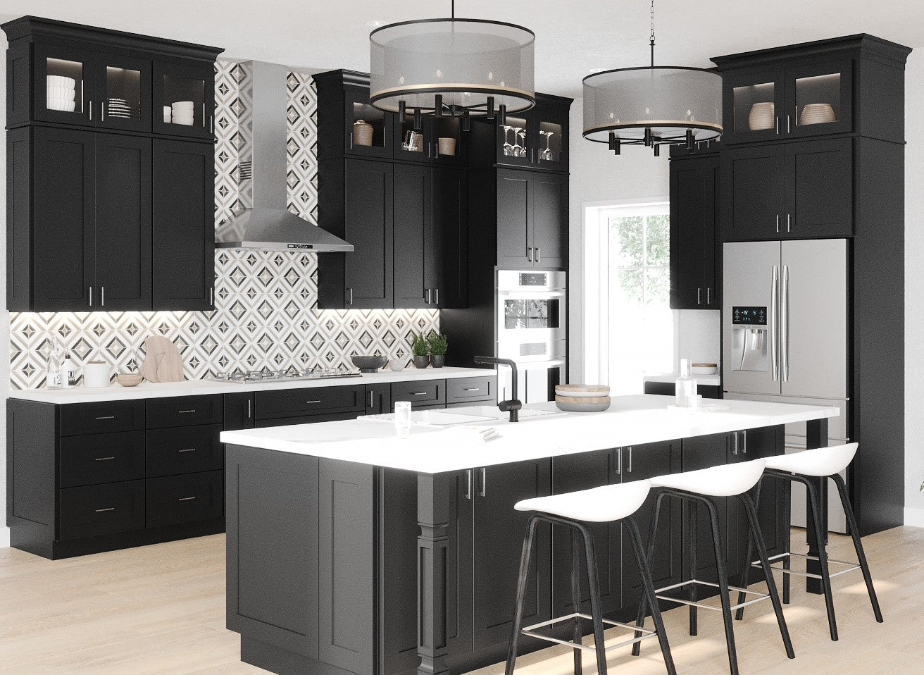 Shaker Black Cabinets and Trims